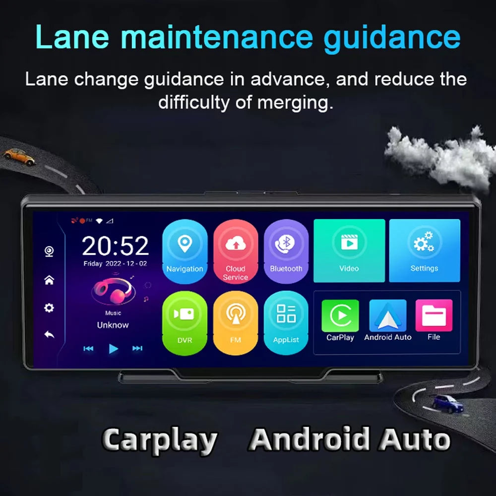 Lens Viewing Recorder 170 Car Car System Global Recorder Multi-language Positioning Dual 10.26in Wide walmeck Video Degree Cam Night Car Dash Auto DVR Navigation Angle