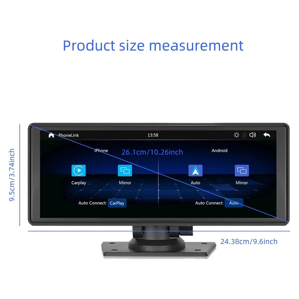 Bluetooth Inch Carplay&Android Auto with Camera TF Car Screen with Unit Stereo Wireless 9.3 Stereo,Newest Portable FM Player Transmitter,AUX, Touch Bluetooth/FM Navigation Car Synchronization/Rear