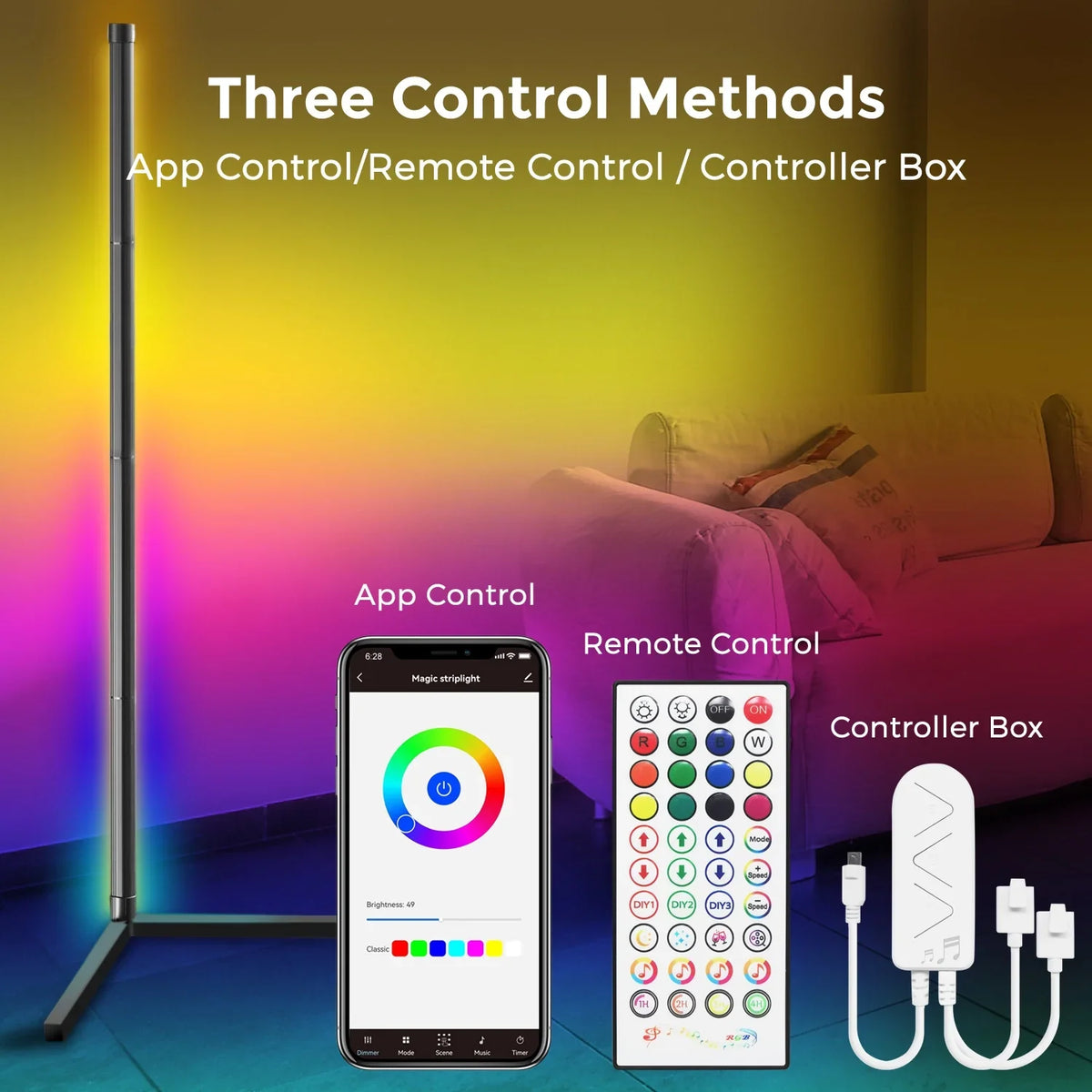 LED Syn Changing, Lamp, Dimmable, Color eco4life Floor Smart Music Standing WiFi