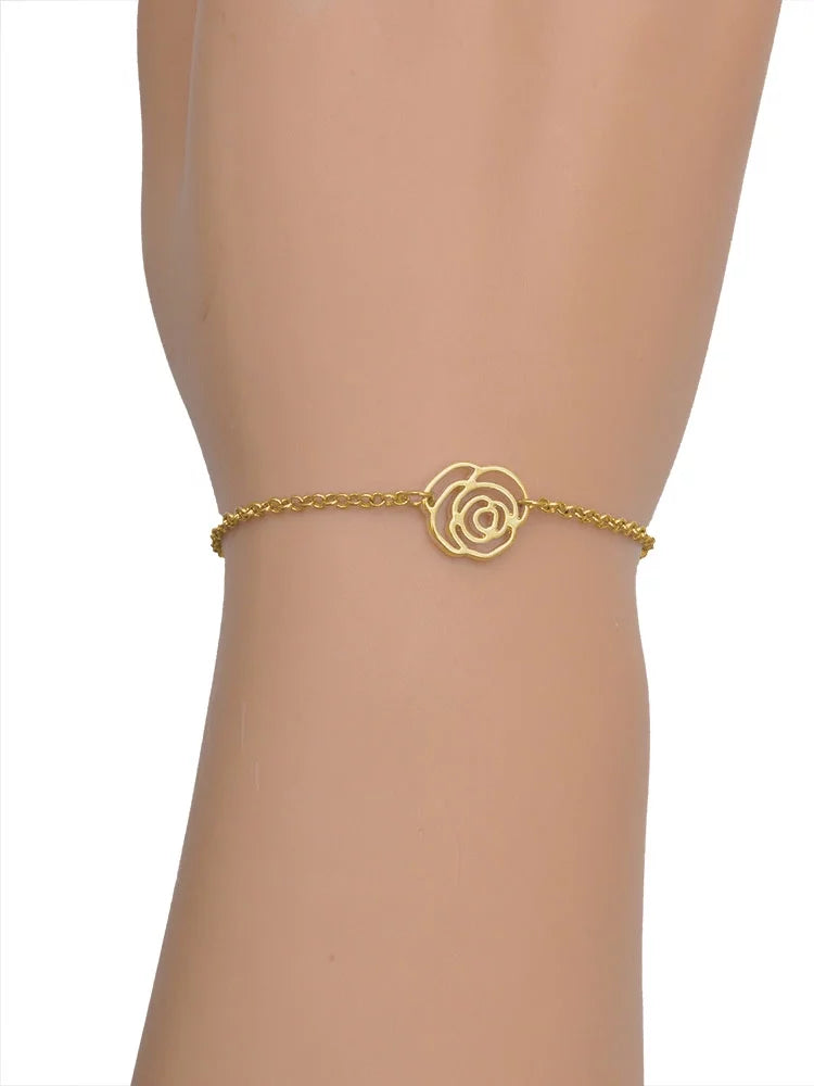 Delight Chain Extender Love Rose Jewelry Bracelet, 6.25"+1.75" Gold-tone Resin Snail Link Hot Pink