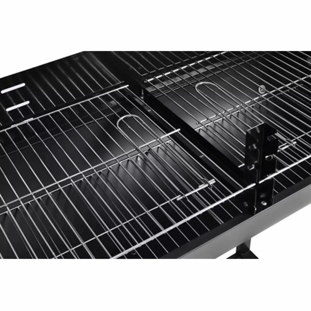 Lower Patio Hiking, Steel Cooking, Length 39.4 Camping Smoking, Picnic, Inch Stand Shelf Wheels Garden, Grilling, Black Charcoal BBQ with Barbecue and for Grill Dcenta Party,