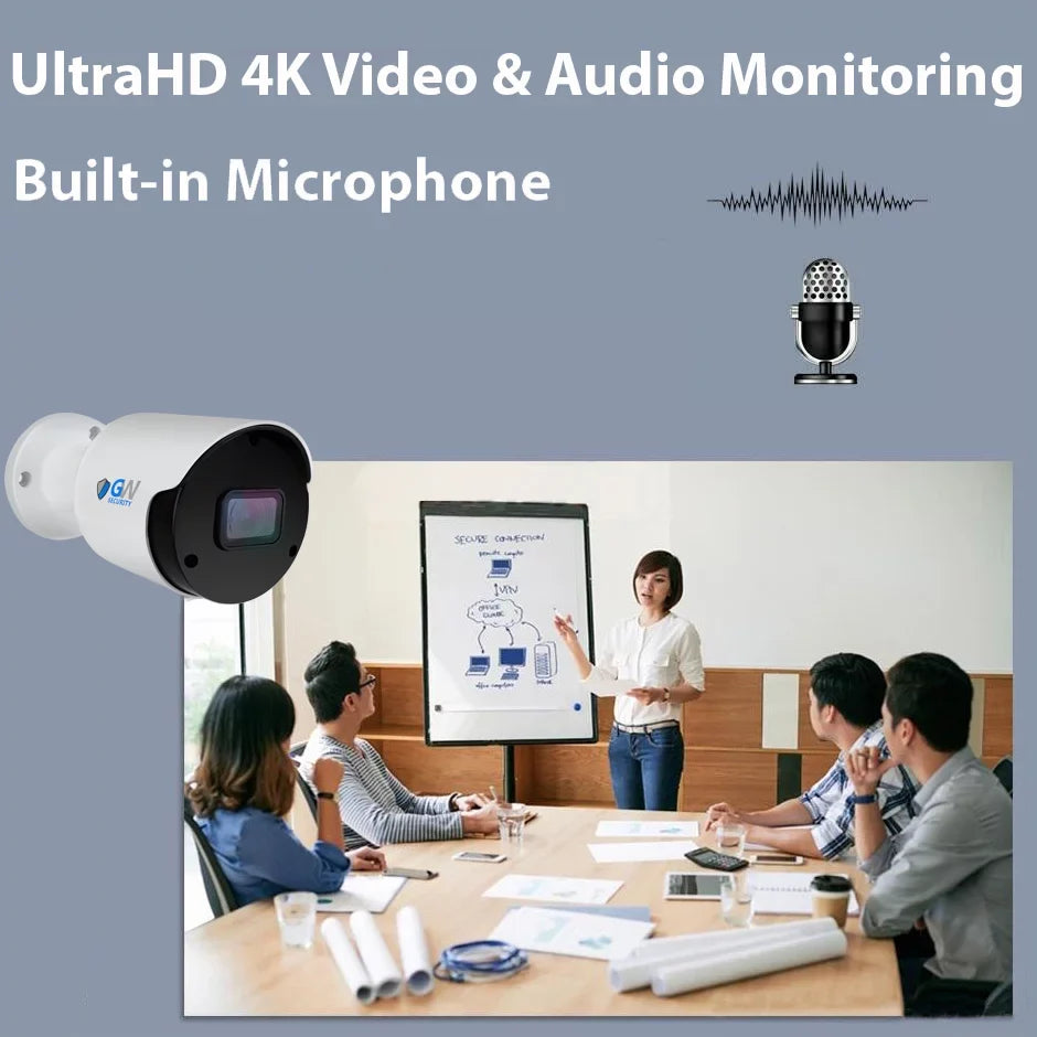 Hard Smart AI Outdoor Alert Detection, Playback, CCTV Drive Home 4 Security 3840TVL Face/Human/Vehicle System 4K GW Cameras, Microphone and & with Camera x Channel AI 8MP 1TB DVR 8MP 8 Security