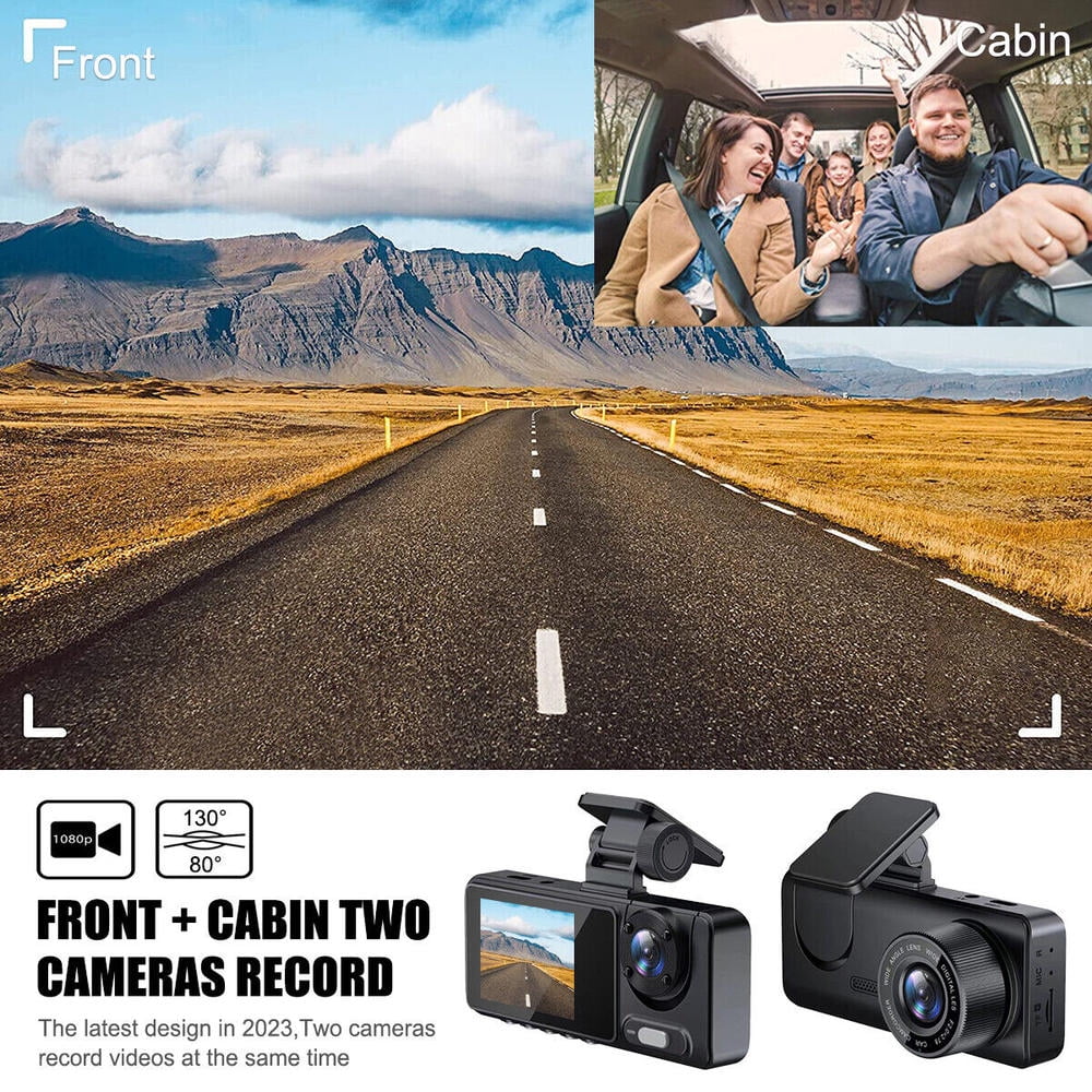 Camera Front & Recorder Car Cam Dash Camcorder Vision Night DVR Inside HD 1080P