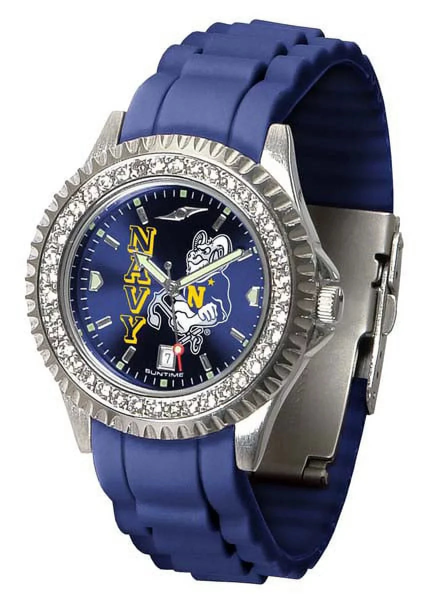 SunTime Women's Navy Band Sparkle Watch Naval Bezel Academy Silicone