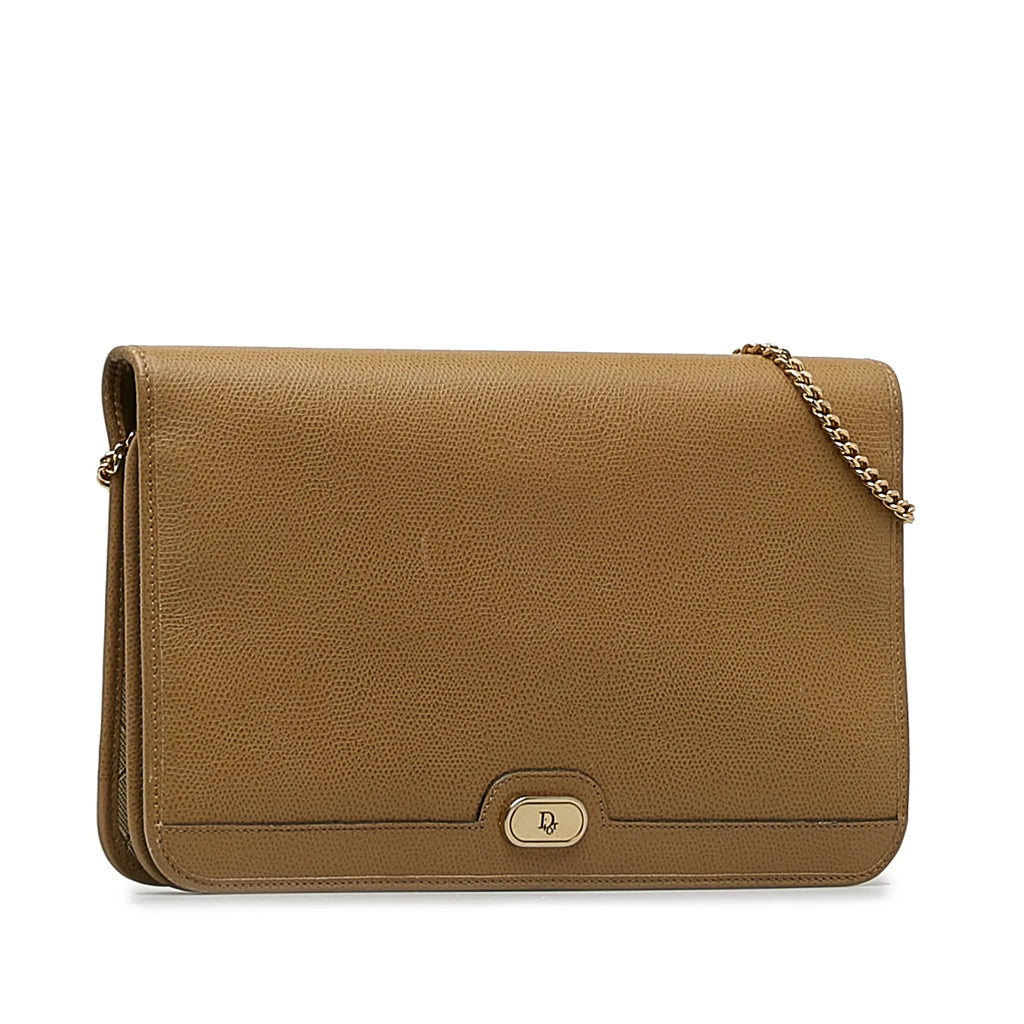 Brown Authenticated Pre-Owned Calf Crossbody Unisex Bag Leather (Good) Chain Crossbody Dior