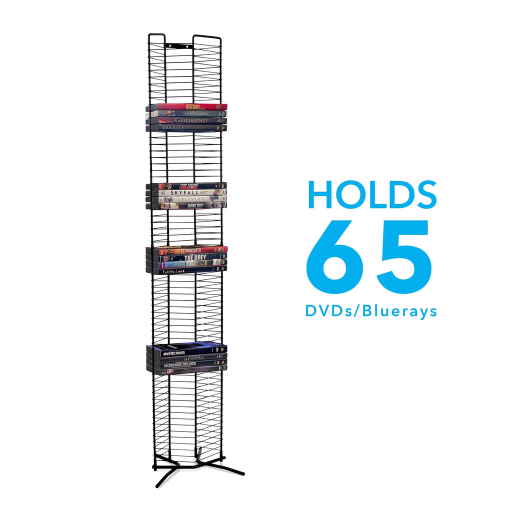 Storage 65-Disc Onyx Atlantic Heavy Steel Tower, Media Black Guage Contemporary