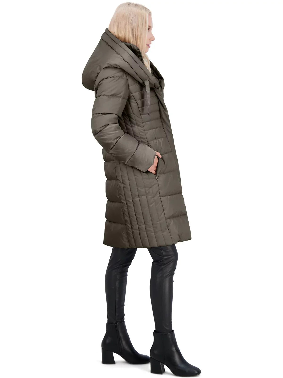 Coat Winter Tahari with Bib for Fitted Casey Coat Women-Quilted Puffer