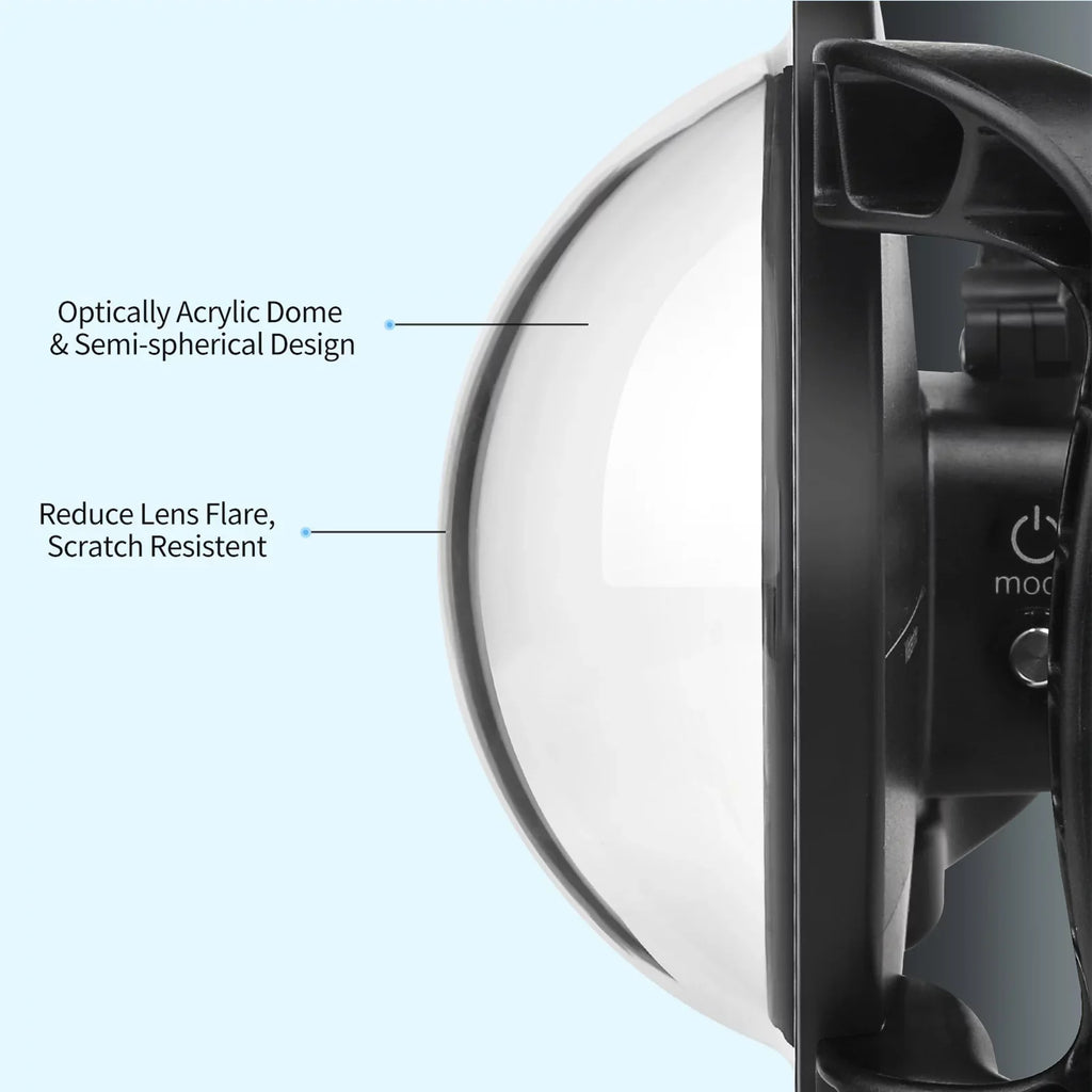 Port Wide Dual Black XTGP559, SHOOT and 45m 180° 9 Handle, Waterproof for Dome Waterproof, Case 10 Angle