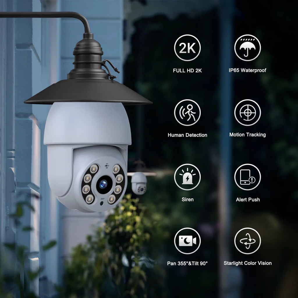Security 2 Bulb Surveillance Packs Outdoor Camera Indoor WiFi Light SC30 Toguard PTZ Dome 2K/4MP Wireless Camera