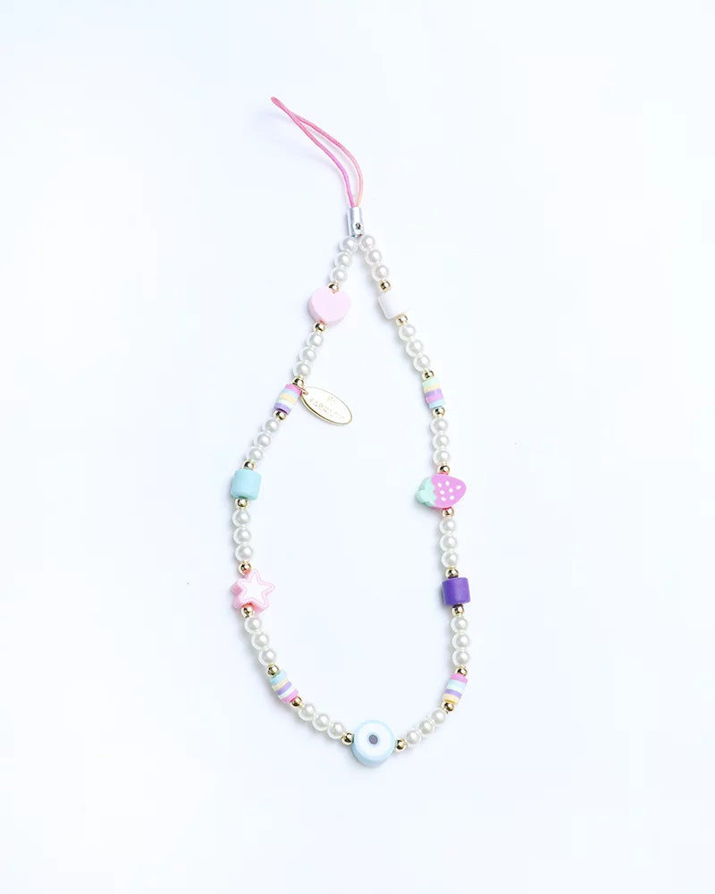 Il Nazar con Strap Strawberry Me and Mare in Pearls Charms Heart Freshwater Star Phone