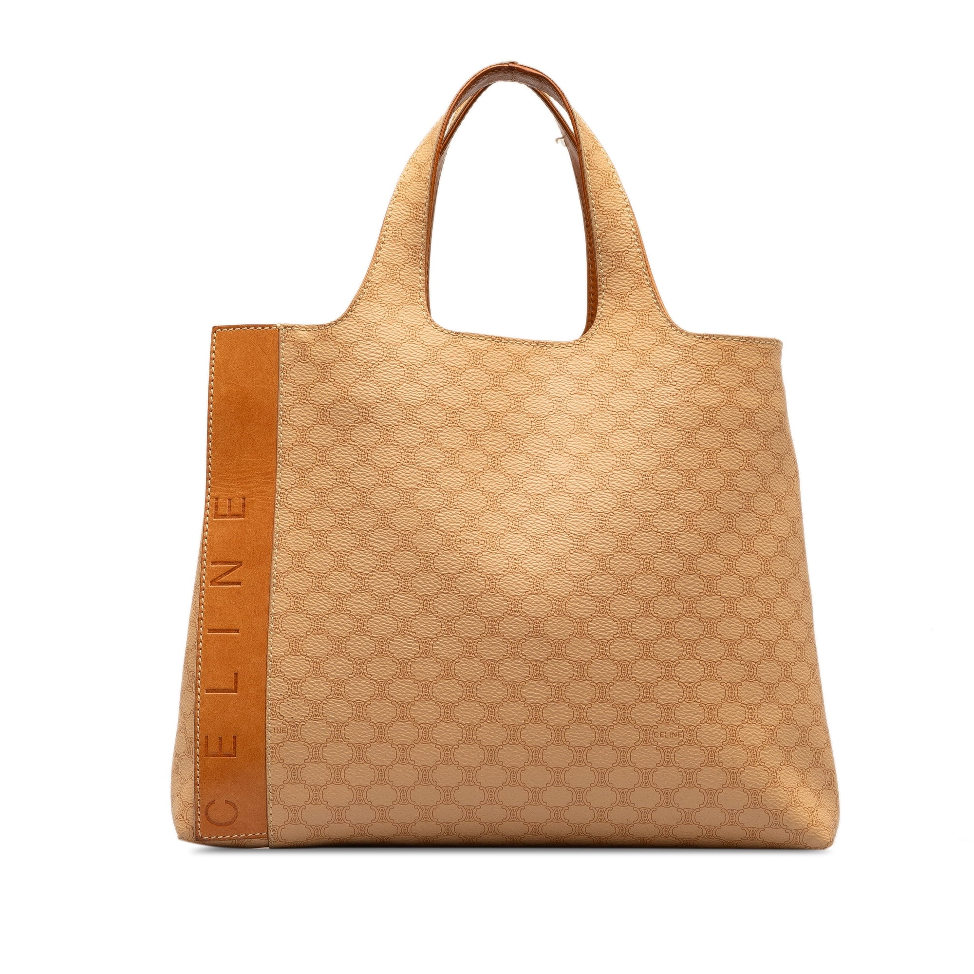 Bag Macadam Authenticated Celine Coated Pre-Owned Tote Canvas (Good) Brown Unisex Fabric