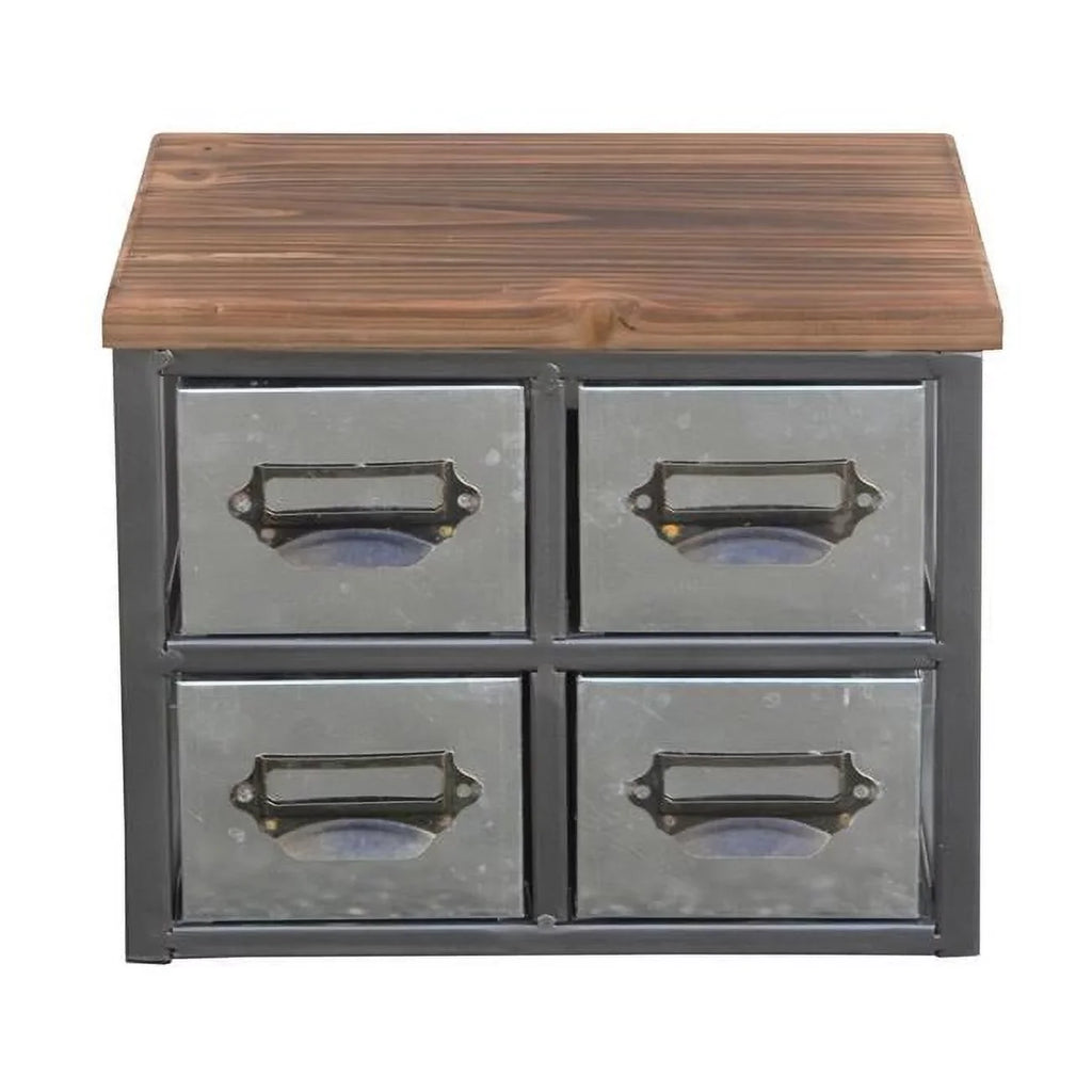 Drawer & 4 - Short Label 4627 Organizer Vertical Top Metal with Cheungs Wood Scoop Handle Frame Galvanized