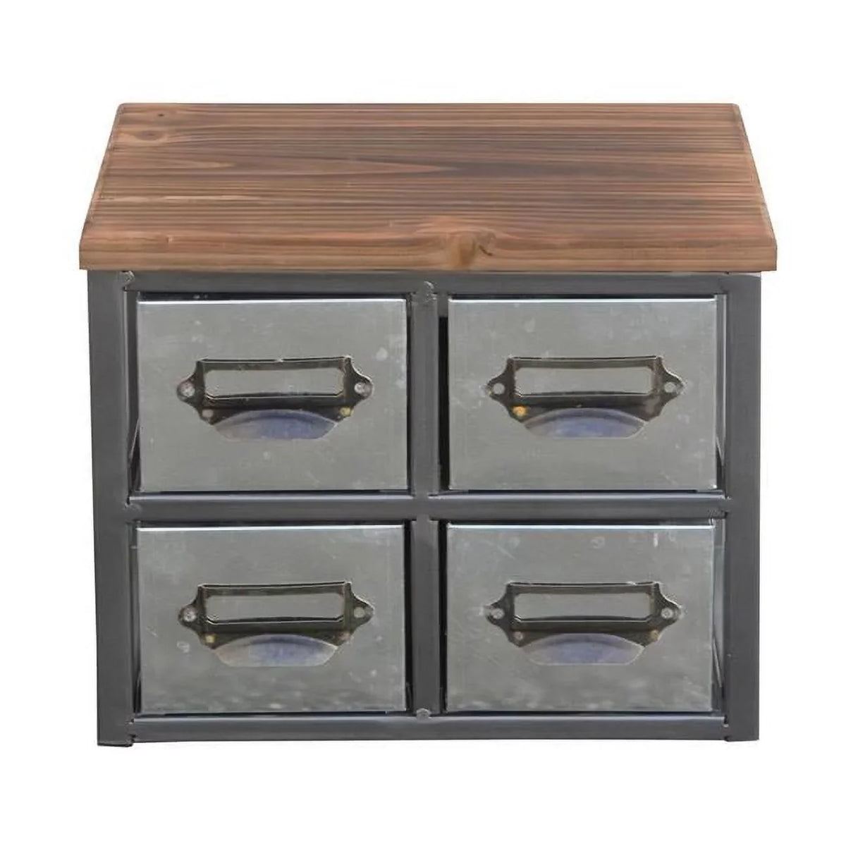 Drawer & 4 - Short Label 4627 Organizer Vertical Top Metal with Cheungs Wood Scoop Handle Frame Galvanized