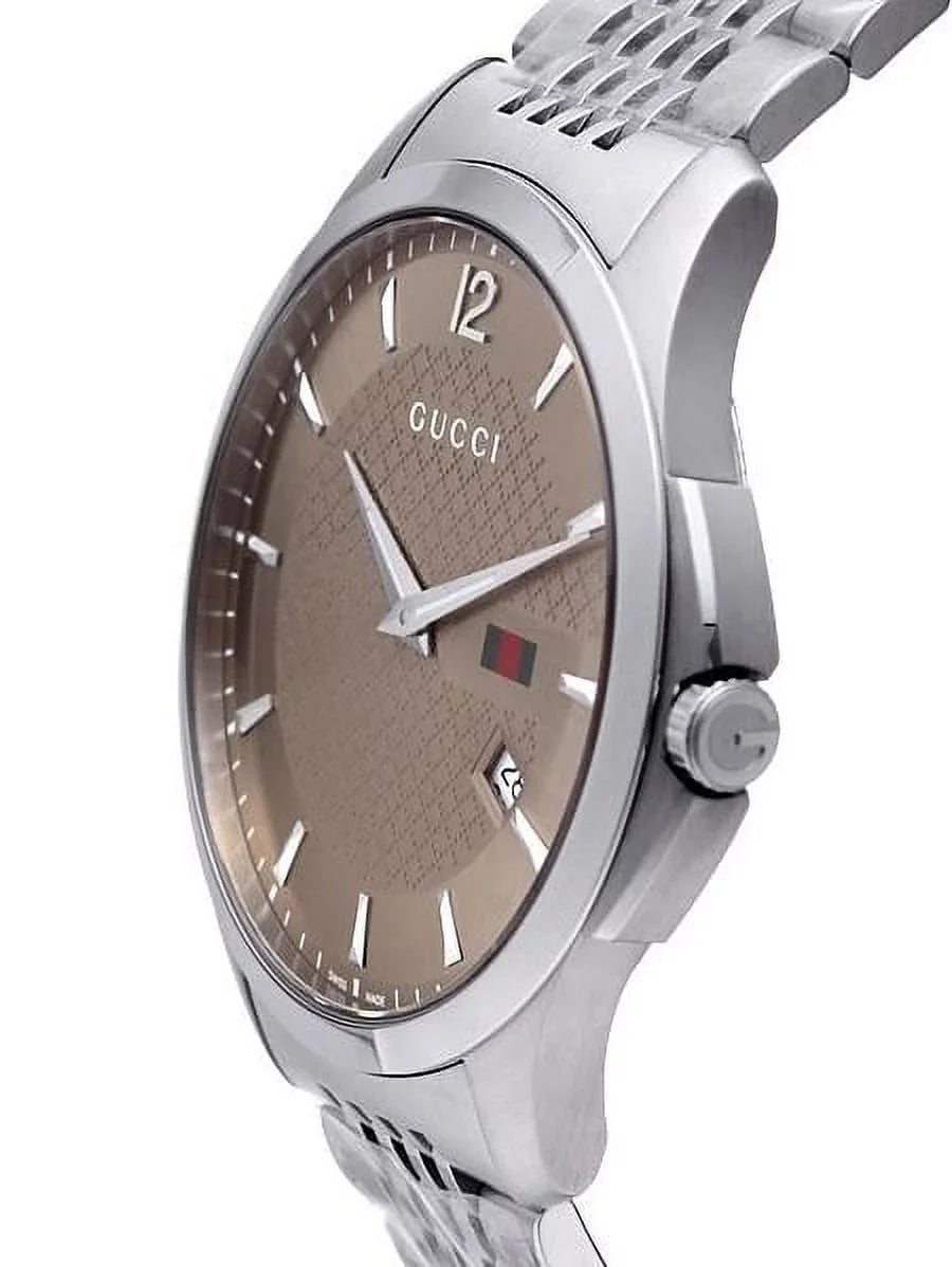 Watch Mens Stainless Gucci YA126310 Steel Brown G-Timeless Dial