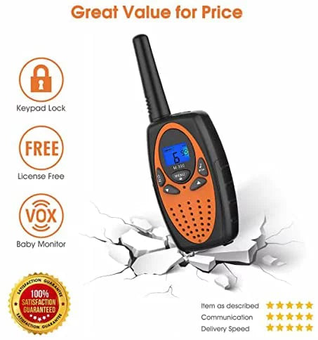 Way for Range Adults, Women Cruise Noise Kids FRS Walki Ship for Talki Free Long 1) Camping Cancelling with in Walkie Radios /Hands Talkie (Orange Two Hiking 2