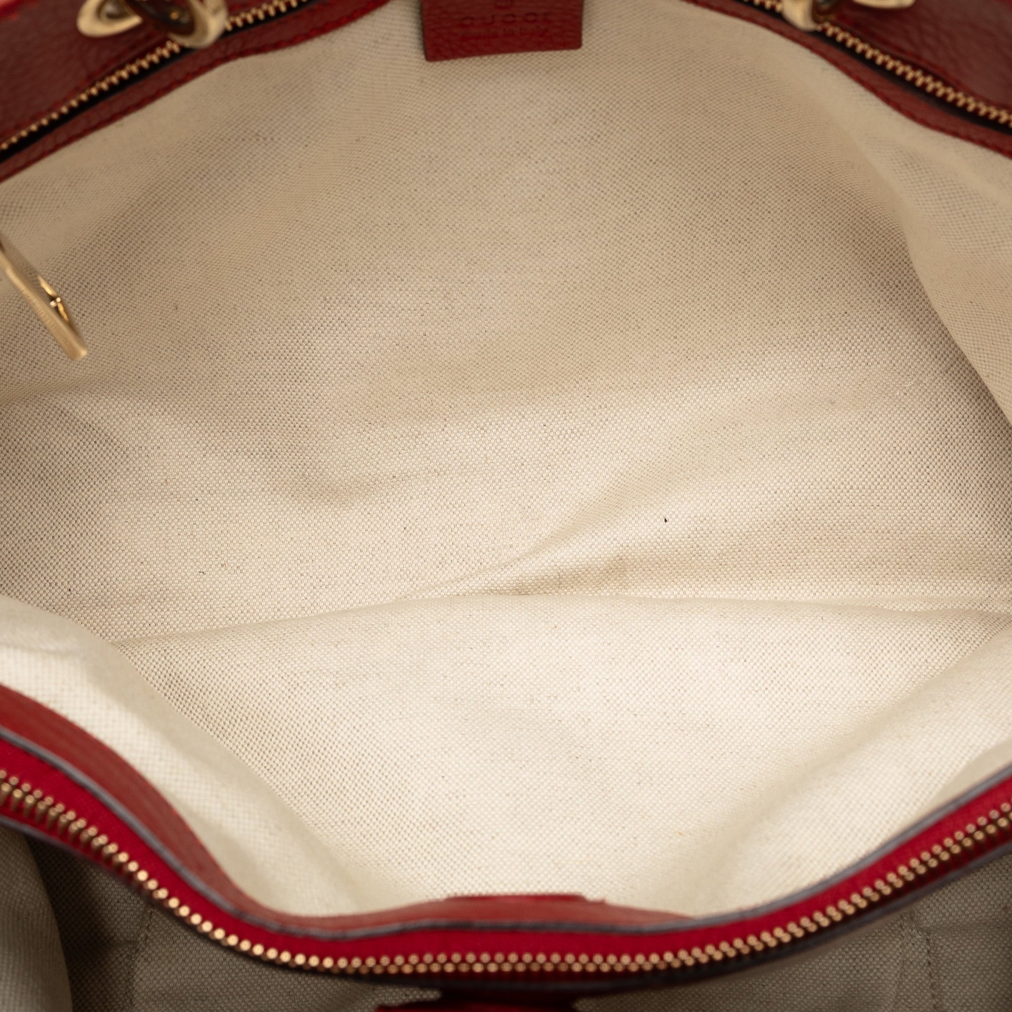 Leather Gucci Calf Authenticated Satchel Shopper Pre-Owned (Good) Unisex Red Medium Bamboo