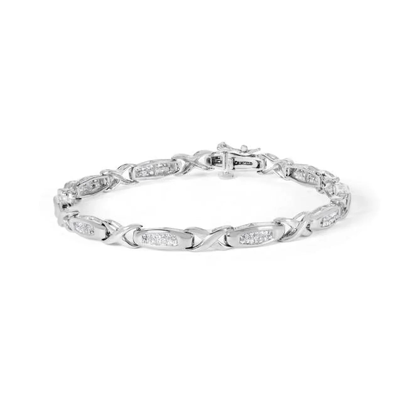 Clarity 14K H-I - CTTW Gold SI1-SI2 Tennis 7 Bracelet, in. Invisible-Set Diamond Infinite 1.0 - Princess Color White Jewels