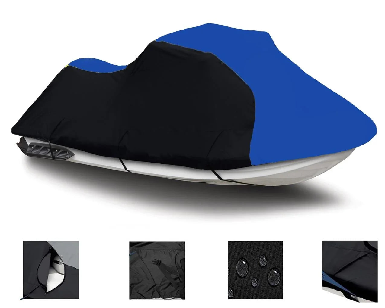 Ski Cover / BLACK DENIER HEAVY-DUTY, BLUE for Cover Trailerable 1998 600 Seater SLXH 1-2 Jet Polaris 1997 Compatible