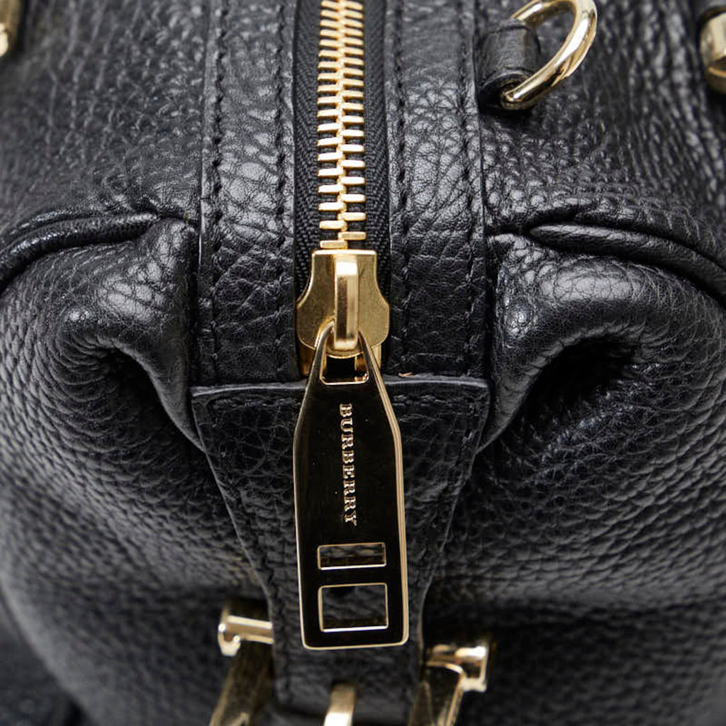 (Good) Burberry Women's Leather Calf Pre-Owned Bag BURBERRY Handbag Grain Side Belt Metal Shoulder Black