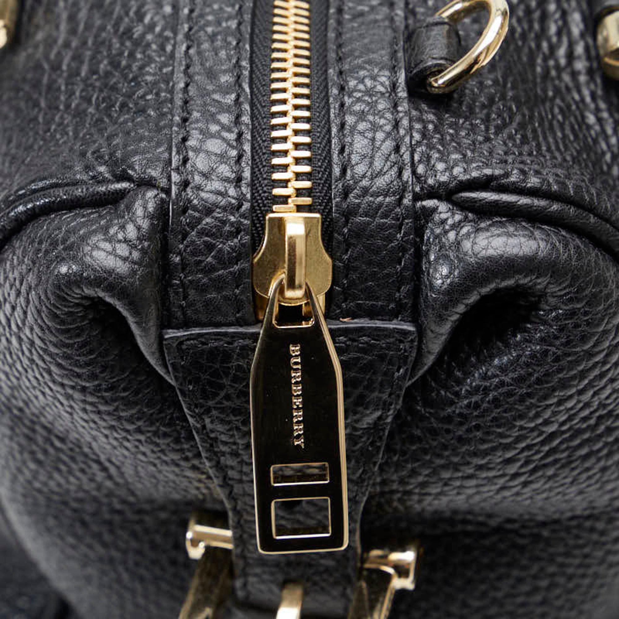 (Good) Burberry Women's Leather Calf Pre-Owned Bag BURBERRY Handbag Grain Side Belt Metal Shoulder Black