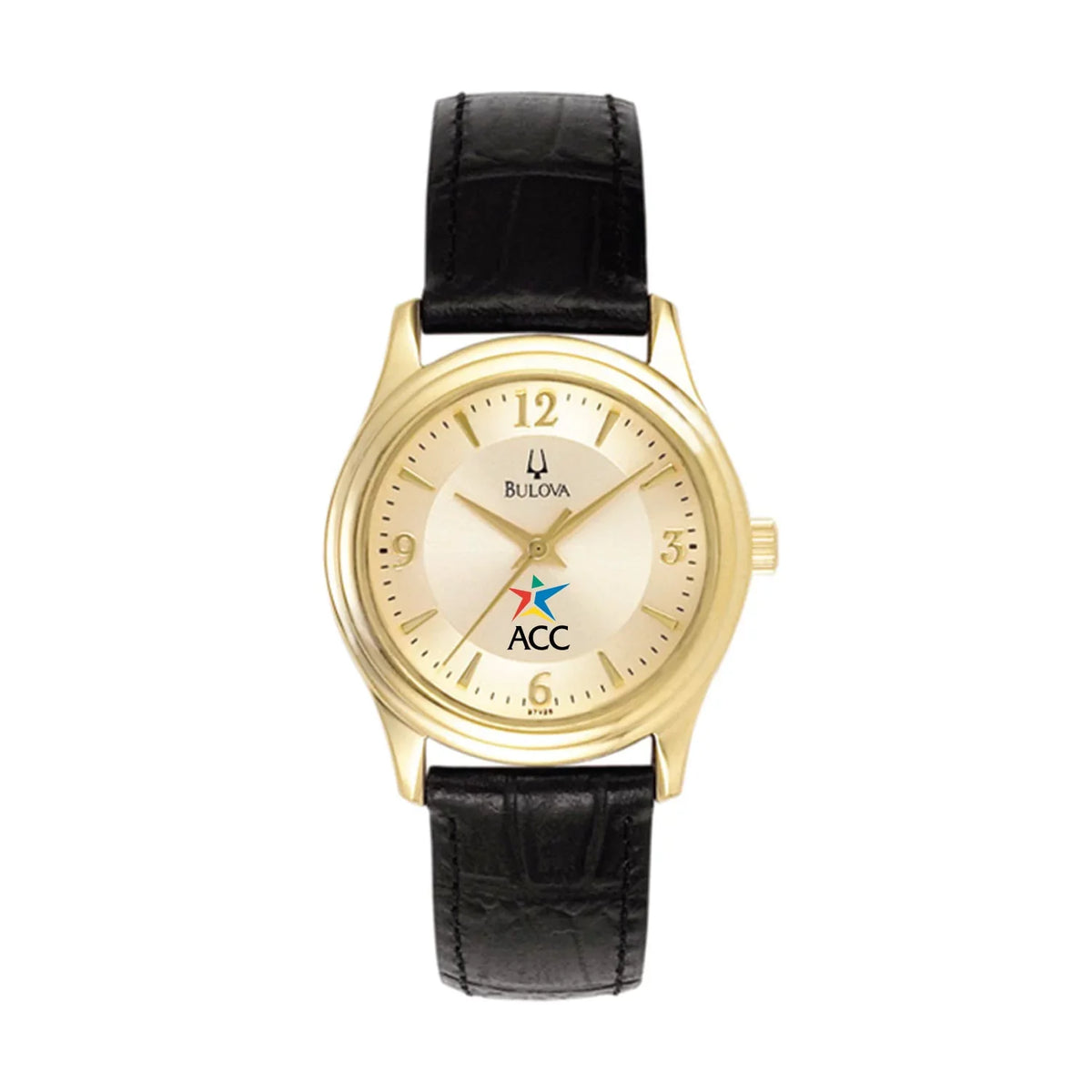 Women's College Band Austin Leather Steel Stainless with Gold/Black Community Bulova Watch