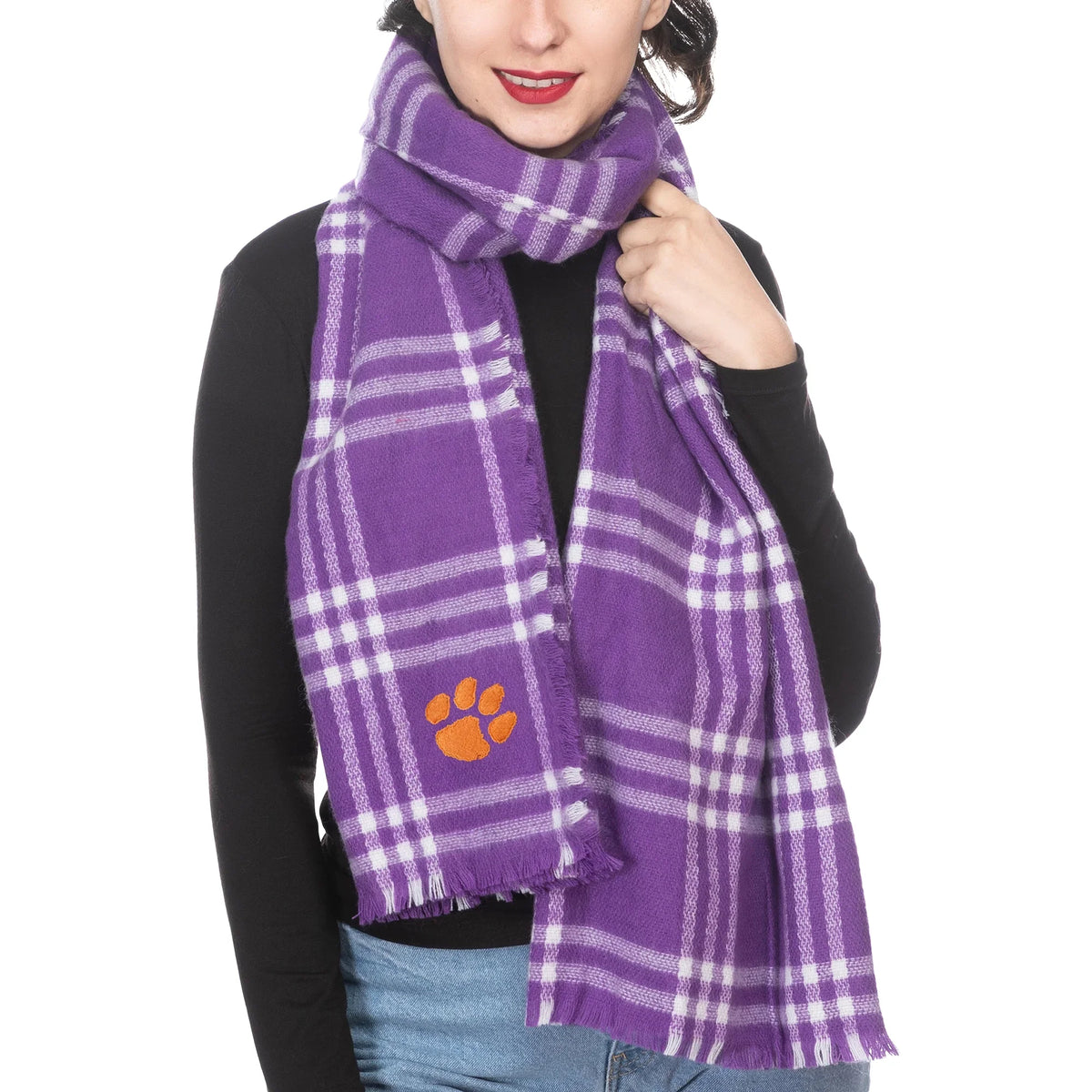 ZooZatz Women's Scarf Blanket Plaid Tigers Clemson
