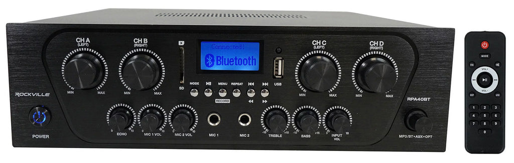 Kit Rockville Wall RPA40BT Speakers 4-Room White Audio Home Cube Receiver+(8)