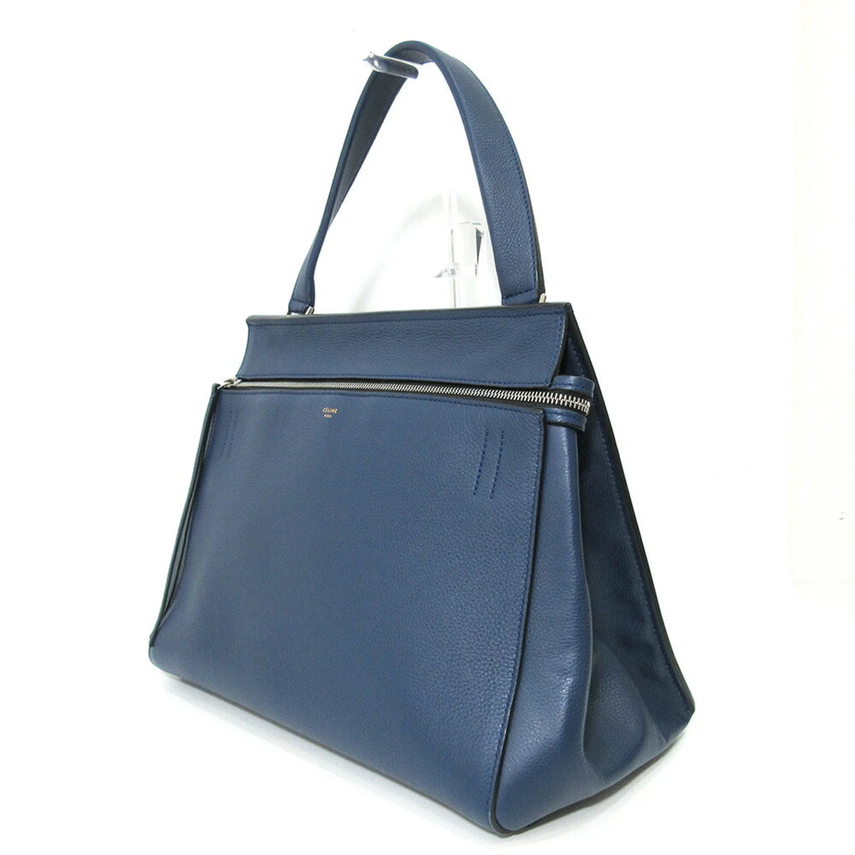 Handle Bag Tote Ladies Medium Calf Handbag (Good) Celine One Pre-Owned Blue Leather Edge