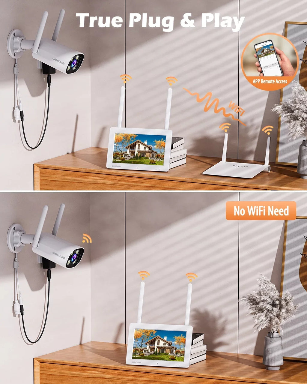 SC27 System Toguard 2K/3MP Monitor WiFi Surveillance Wireless Connector Outdoor Camera Bullet CCTV 7" Camera with Security