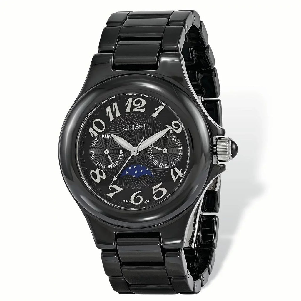 Dial Ceramic Watch Ladies Black Black Chisel