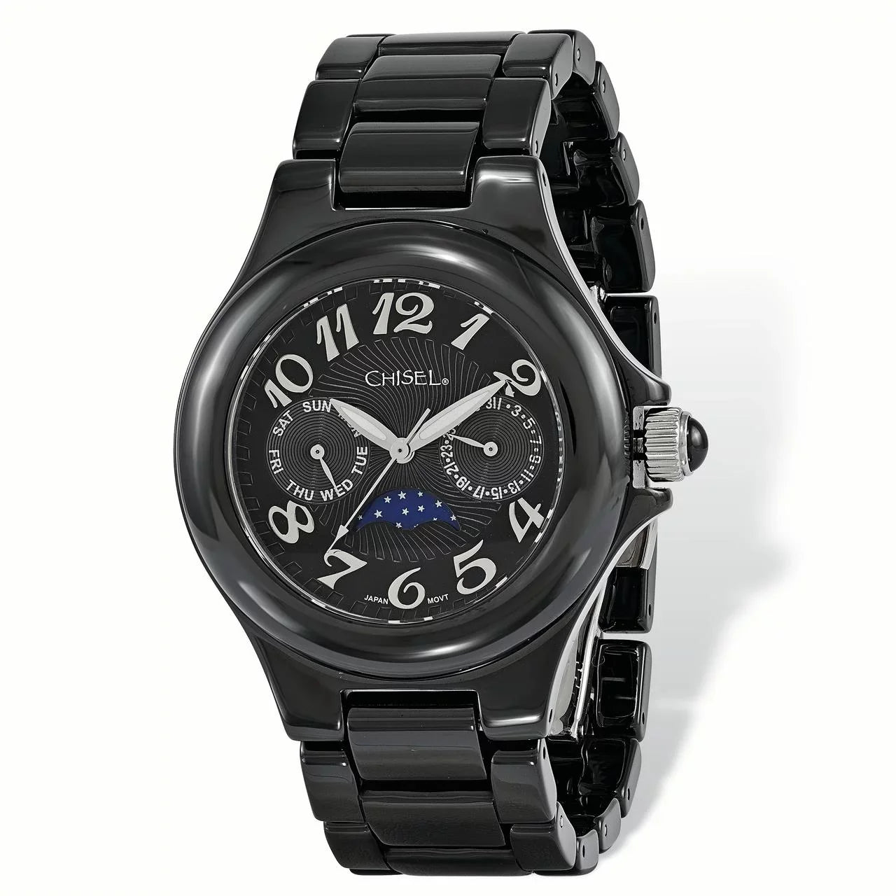 Dial Ceramic Watch Ladies Black Black Chisel