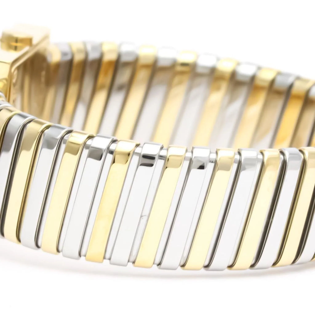 Quartz BF552142 (Good) BVLGARI Steel 18K Polished 2T Pre-Owned SQ22 Gold Watch Ladies Quadrato