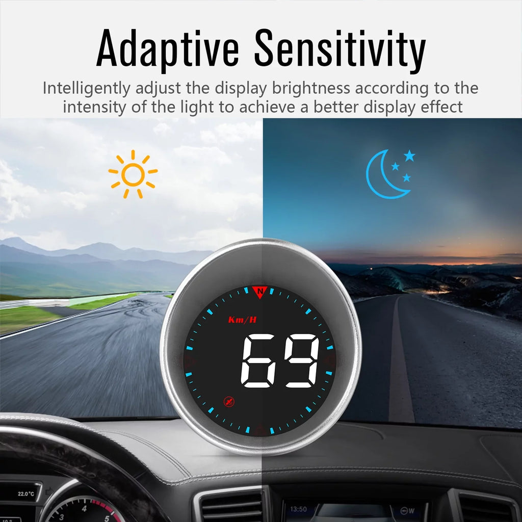 Digital Display Fatigue Overspeed Compass Head-up and Speedometer Driving Display Mileage, Arealer Angle, Driving CarCar