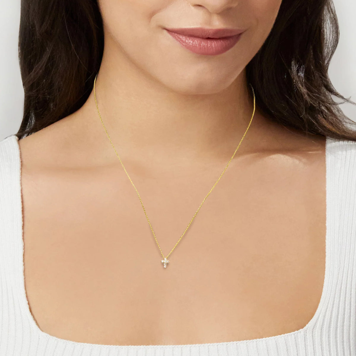 Adult ct. Gold, in Canaria 10kt Cross Diamond Women's, Yellow 0.10 t.w. Necklace Pendant