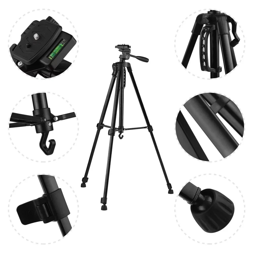 Capacity DSLR Lightweight Alloy Max. Holder 3kg Stand Andoer Tripod with Phone Aluminum for Photography Height 135cm/53in Carry Smartphone Load Bag Camera