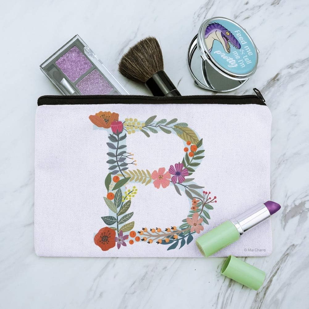 Pouch B Letter Organizer Cosmetic Initial Makeup Bag Floral