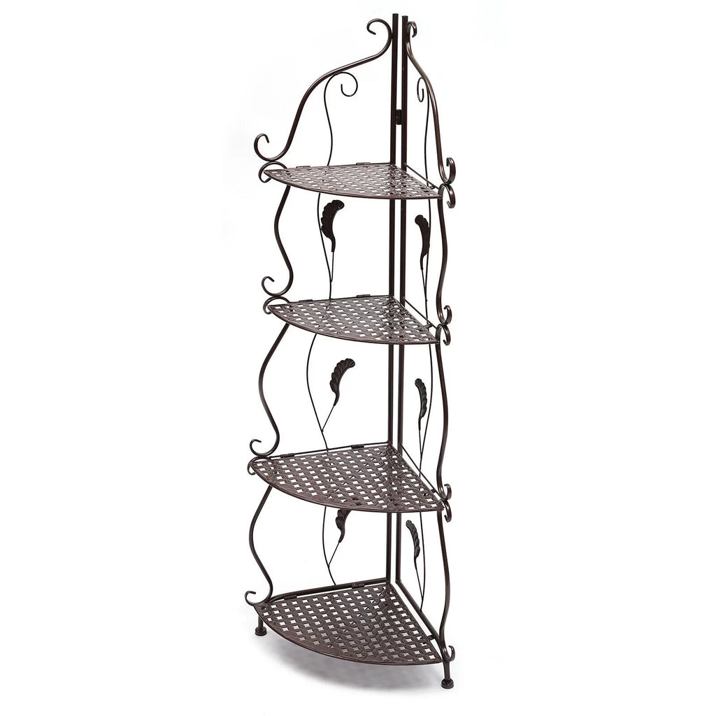 4-Tier Corner Rack Folding Shelf Pot Plant Storage Balcony Stand Flower