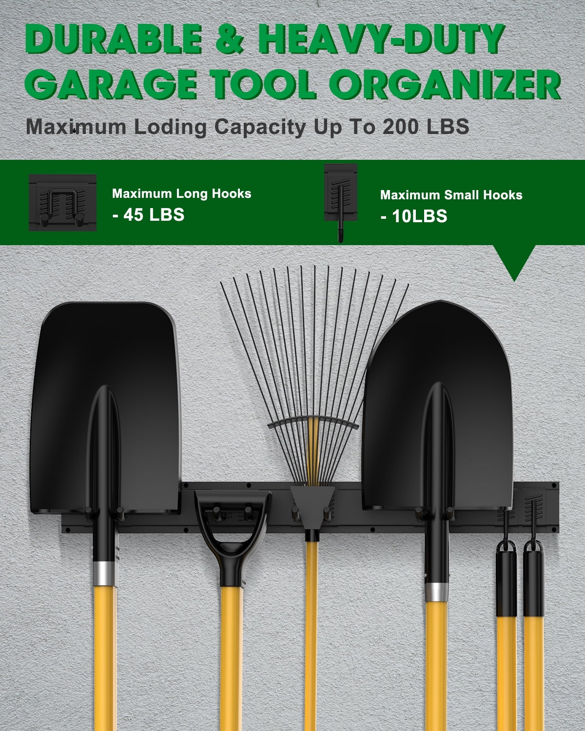 8 Heavy LBS Organizer with Adjustable 32 for 6 Organizer Tool Garage Yard Rack, Duty TOPHDY Storage Garage Mounted Hooks, Garage, Holds up to Inches Tool Wall 200 Piece