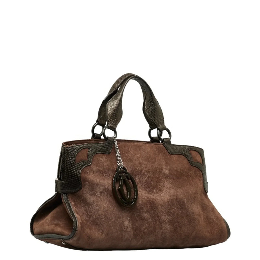 Pre-Owned Cartier Ladies CARTIER Handbag Marcello (Good) Leather Suede Brown