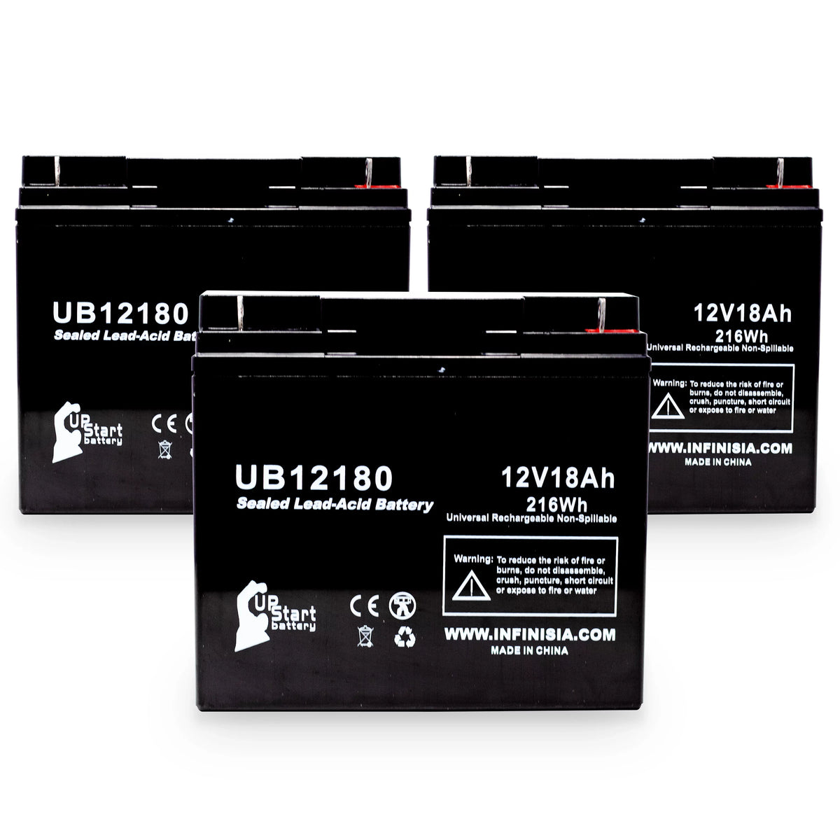 '- 18Ah, Pitcher 3x AGM, Terminal, 18000mAh, Universal CF12V18 Lead UB12180 T4 SLA) Battery Acid Sealed Battery Eagle Pack Compatible (12V, Replacement -