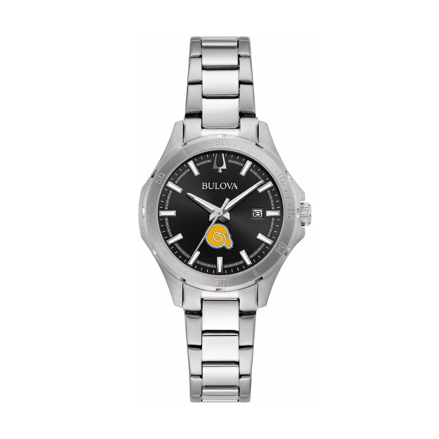 Golden Classic Sport Black Rams Women's Steel Stainless Bulova Albany Watch State