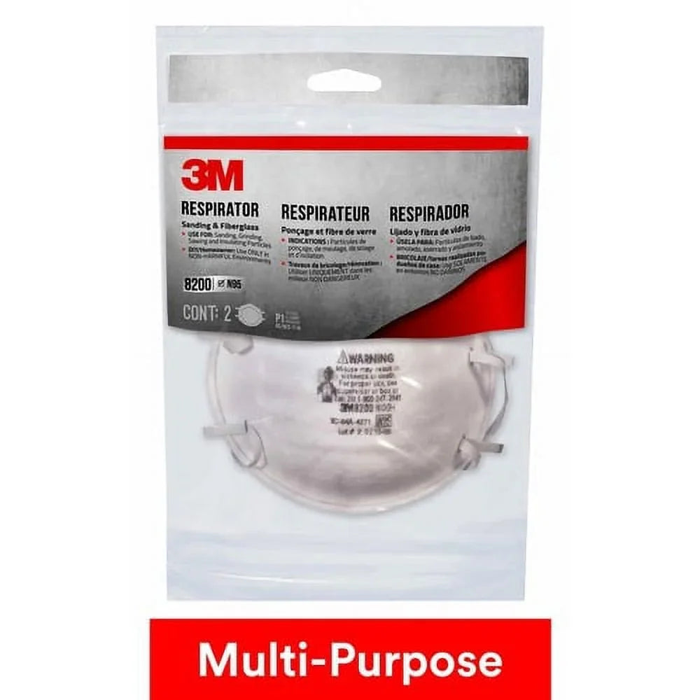 Mold, Lightweight, Allergen Particle Particle, Adjustable 3M / - Clip 8200 Protection Nose Granular Dust, Respirator Mask Pesticide, Stretchable, Disposable, 12 N95 - Carton Airborne