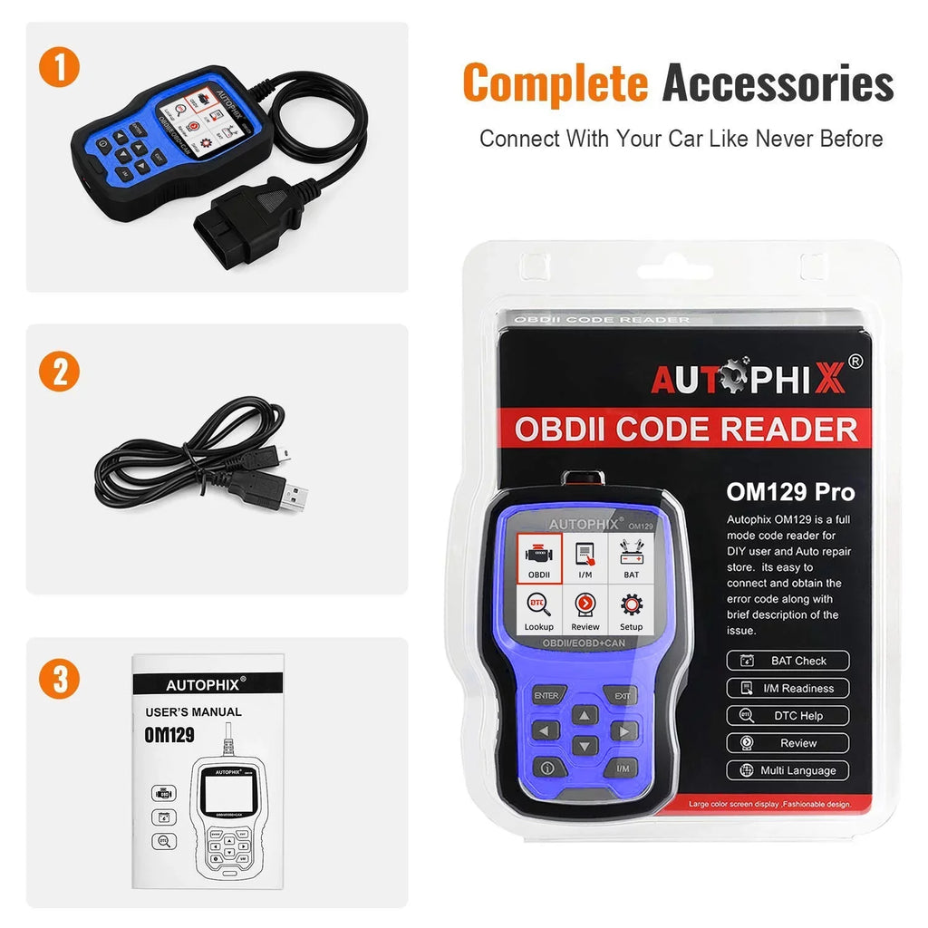 Charging Test Tester Tool Battery Auto Full Reader OBD Battery Scanner PRO in Function Automotive Engine 1 Cranking OM129 OBD2 Test Code OBD2 2 12V EOBD Scanner Analyzer Automotive Diagnostic AUTOPHIX