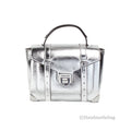 Michael Leather Medium Silver Handle Manhattan Top Bag Kors Satchel