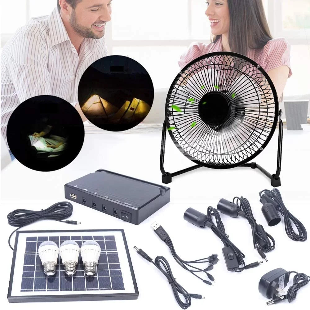 Fan, Bulbs MONIPA 8 12V Ventilation Office Solar Traveling Powered Panel+Fan+3x1W inch Adapter Outdoor Camping Home for Powered Solar Fishing Caravan Portable with
