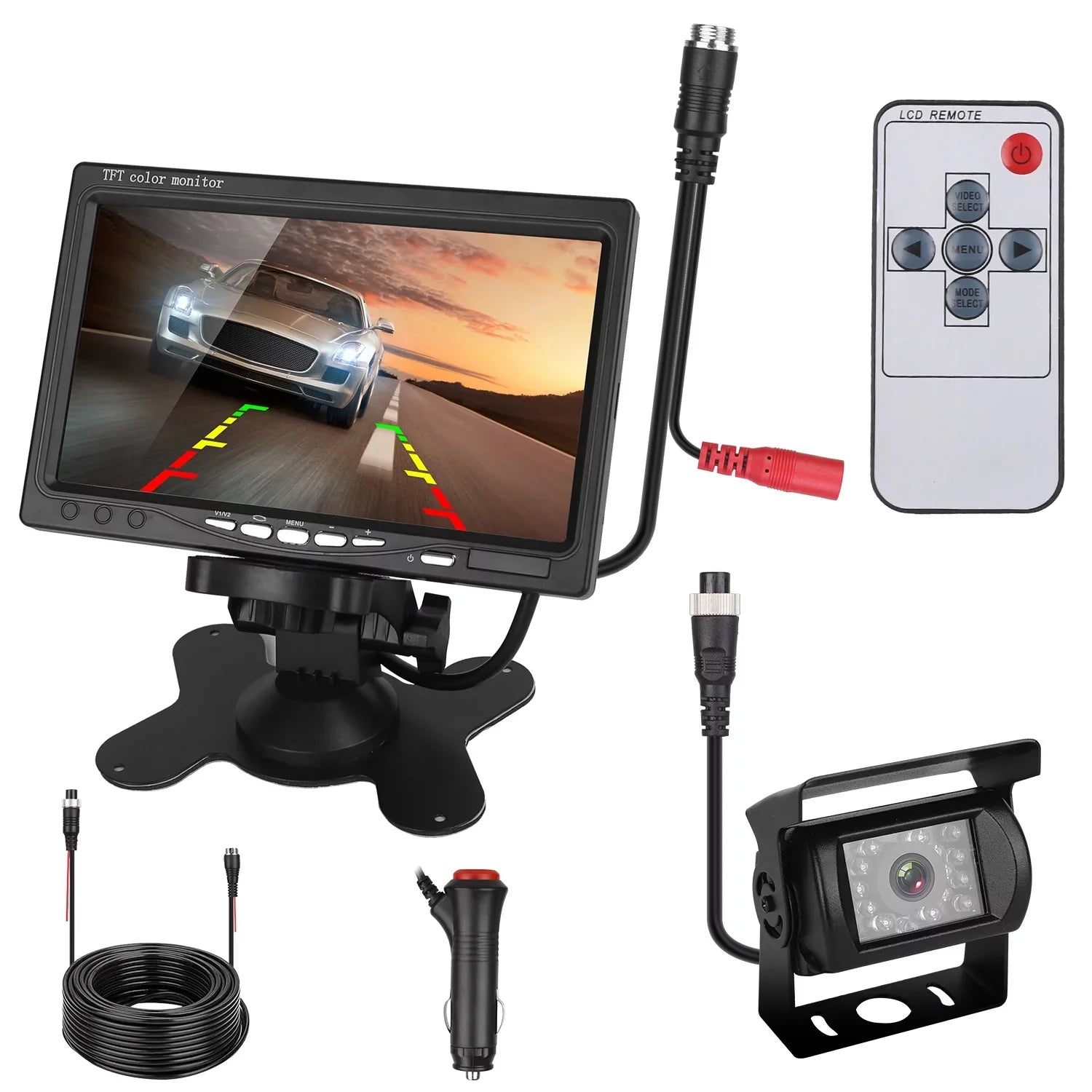 with Trunk Parking Waterproof SUV Parking Reverse Night Vision Reverse Camera, 7In Vehicle Car System Reverse Rearview System, Car Van Camera, Car Backup IP67 Monitor for