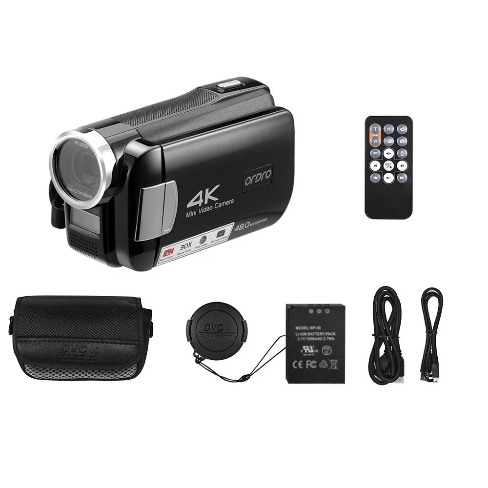 Video Night 4K Camcorder ORDRO IR Vision Zoom AC2 Digital with Camera Digital and 30X