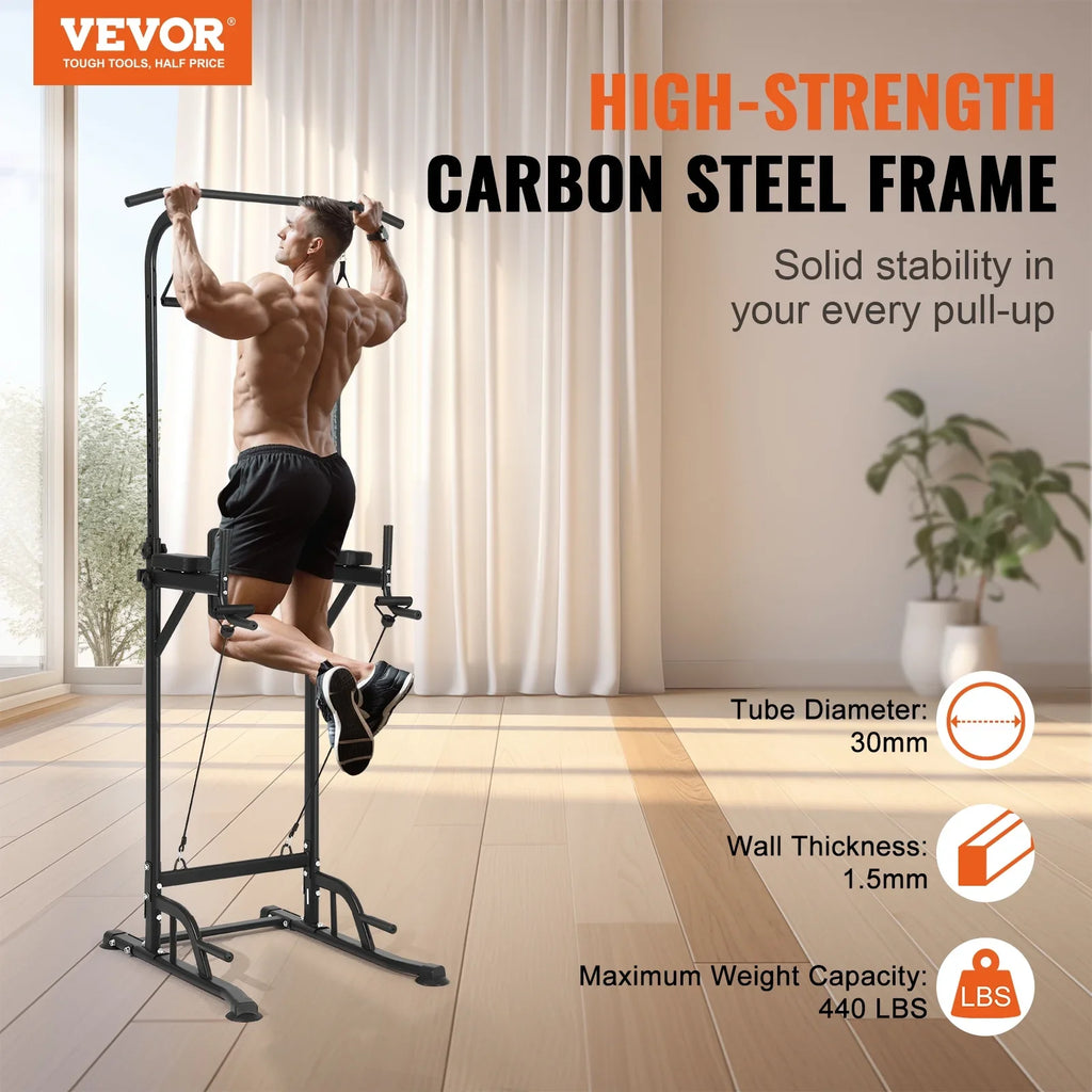 Stand Elbow for Carbon Power Equipment Tower Up Strength Training Workout Adjustable Backrest Station, Heavy Rack Power Frame Height SKYSHALO Fitness Pull Pad, Dip Home w/ Bar Steel Duty