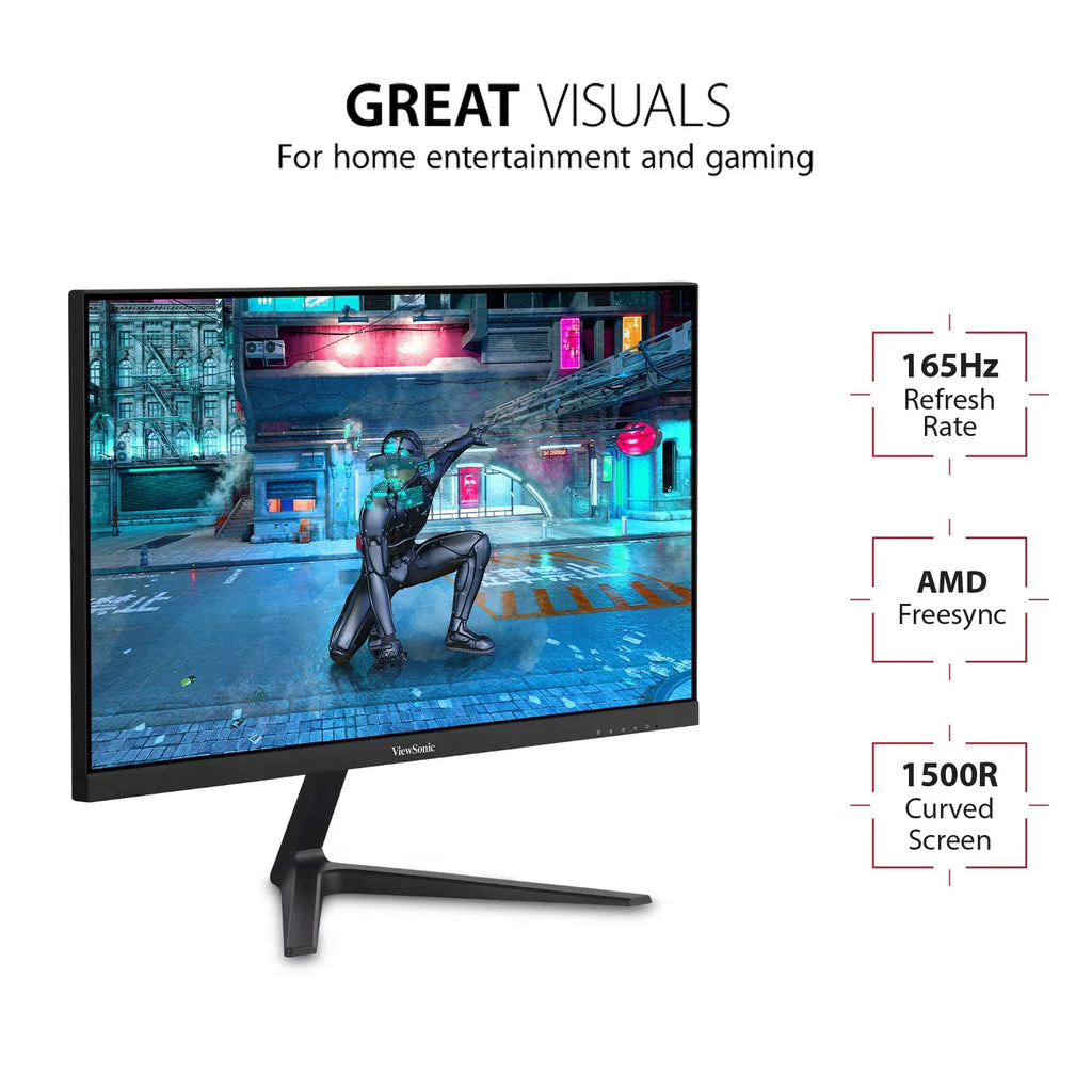 VX2418C FreeSync Inch and DisplayPort Eye 165Hz 1ms 1080p HDMI ViewSonic 24 AMD OMNI Gaming Premium, Curved Monitor with Care,
