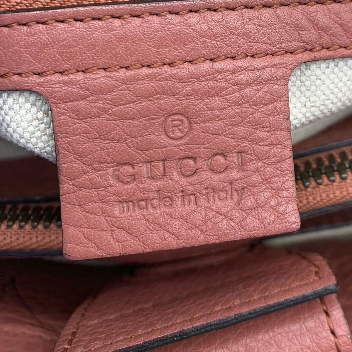 (Fair) Pink Calf Authenticated Unisex Bamboo Leather Gucci Pre-Owned Satchel Shopper